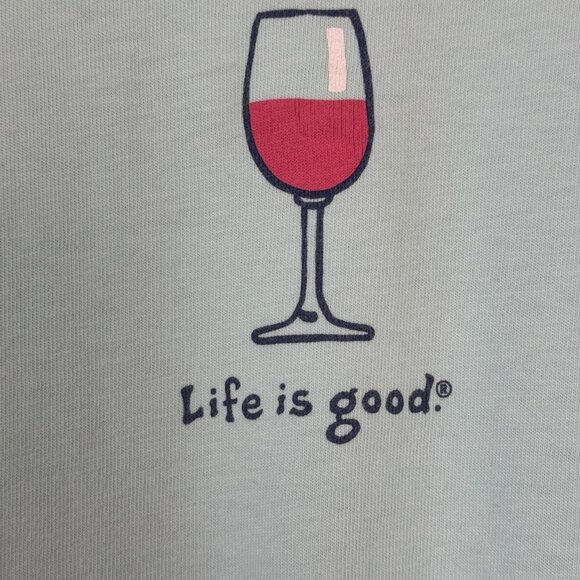 Life is Good TurquoiseTee Women's XL Red Wine Glass Summer Casual Fun - Picture 2 of 8